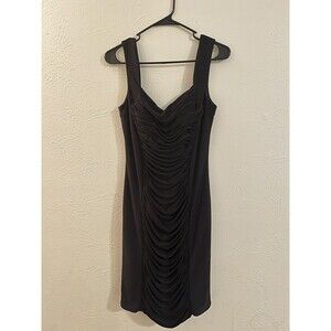 CACHE Dress 10 Black Rouched Bodycon Retro Gothcore Alt Y2K Cocktail